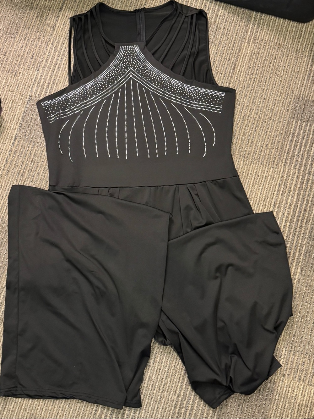 Source Unknown Black Halter Jumpsuit with Rhinestone Accent